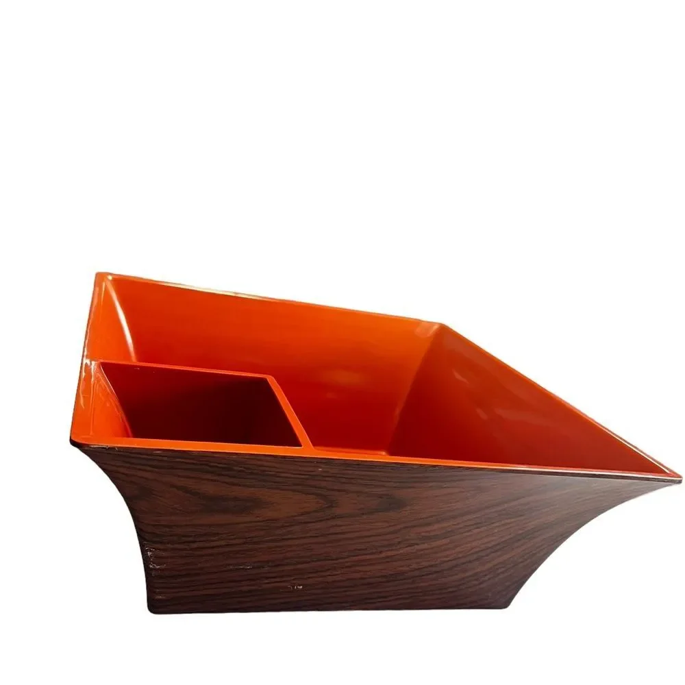 Vintage MCM Tuttocasa Orange Faux Wood Square Dip & Chip Dish Melamine